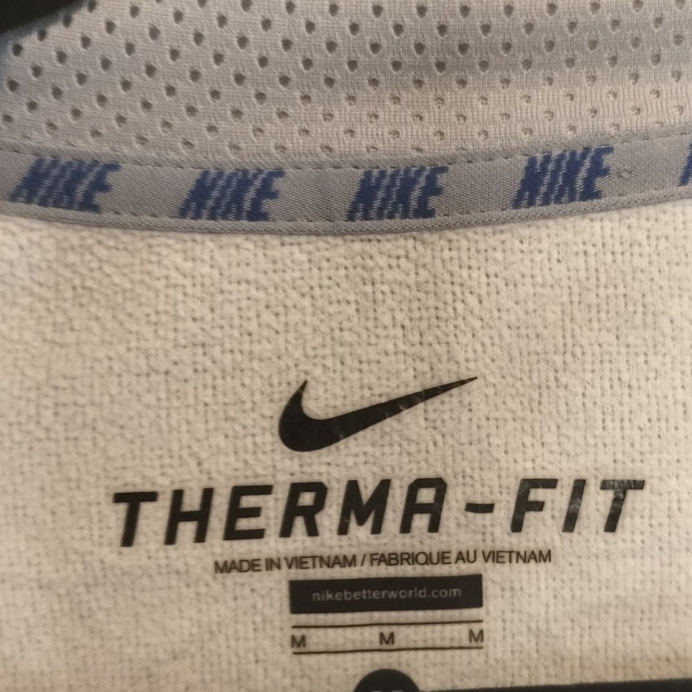 Nike Therma Dri Fit Gray Blue Long Sleeve 1/4 Zip Pullover Athletic Shirt Mens M - Picture 4 of 6